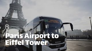 Paris Airport to Eiffel Tower Journey via Le Bus Direct [upl. by Navak115]