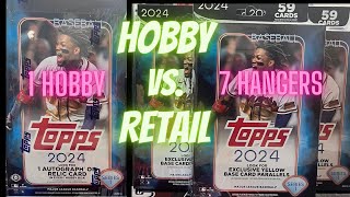 Hobby vs Retail 2024 Topps Series 1 ⚾️  1 Hobby Box vs 7 Hanger Boxes [upl. by Kcirdez]