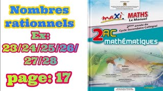 Nombres rationnels maxi maths 2ac exercices 232425262728 page 17 [upl. by Nyliak]