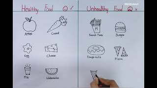 Healthy food and Unhealthy food drawing [upl. by Reste]