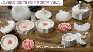 COMO HACER Y DESMOLDAR JOYERO PORTA VELA DE YESOTIPS VELAS DE MOLDE 🪄💖 [upl. by Howlond]