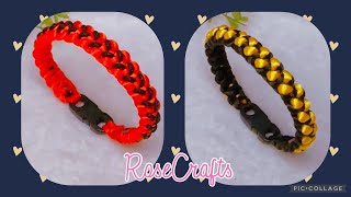 EASY PARACORD BRACELET IN BLACK AND YELLOW SATIN CORD [upl. by Ahsinnod979]