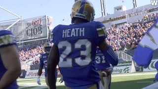 Winnipeg Blue Bombers TJ Heath Micd Up vs Saskatchewan 2017 [upl. by Gerladina348]