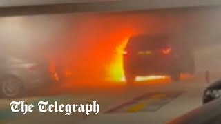 Luton Airport fire Car in flames hours before car park collapses [upl. by Areik]