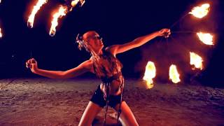 Fire dancing duet Poi and fire fans [upl. by Stoat]