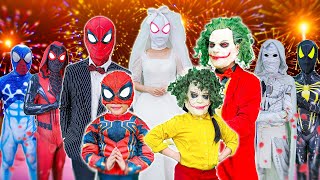 What If ALL COLOR SPIDERMAN In 1 House KID SPIDER MAN amp KID JOKER Rescue Kidnapped Bride [upl. by Abbie]