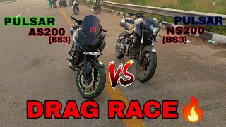 PULSAR AS 200 VS PULSAR NS200🔥DRAG RACE 💥 BS3 BATTLE ⚡ RACE TILL THEIR POTENTIAL 🥵 [upl. by Michon]