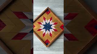 Wooden Barn Quilt Art American Star Barn Quilts Red White Blue and Gold Patriotic Wall Decor [upl. by Raasch452]