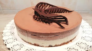 Torta mousse ai tre cioccolatiRicetta facile senza forno senza uova [upl. by Eissahc]