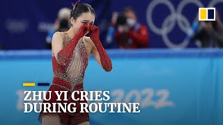 Tears and online criticism as China’s USborn skater Zhu Yi falters in another Olympic routine [upl. by Irod]