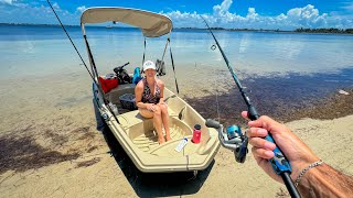 Jon Boat Fishing on Beautiful Florida Flats with Wife [upl. by Imoen]