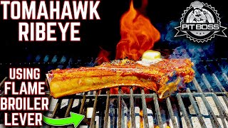 HOW TO SMOKE amp SEAR TOMAHAWK RIBEYE STEAK ON PIT BOSS SAVANNAH GRILL PLUS GIVEAWAY ANNOUNCEMENT [upl. by Amalburga]