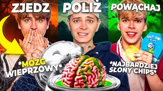 ZJEDZ POLIŻ POWĄCHAJ CHALLENGE 🎃🤢 Dominik Rupiński amp Jasper amp Paweł Zmitrowicz [upl. by Maggs]