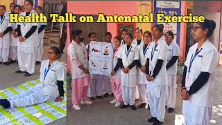 Antenatal Exercise  health talk on antenatal care anm gnm bscnursing anmtc Varanasi [upl. by Ahsekam]