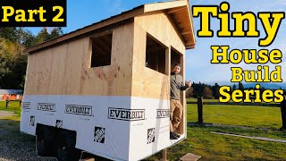 Building a tiny house mini cabin DIY trailer build Part 2 [upl. by Adnoral]