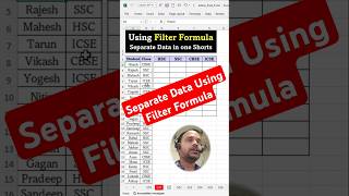 Filter Formula Separate Data in One Click  Filter Formula in Excel  Filter Formula  ytshorts [upl. by Avie817]