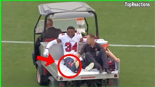 Bryce Hall injury 🔴 Bryce Hall carted off field with serious leg injury Josh Hayes injured in Week 1 [upl. by Crin]