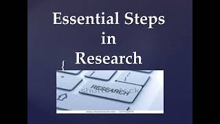 Research MethodologyModule 1 Essential steps in Research [upl. by Christianson]