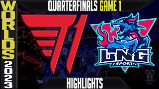 T1 vs LNG Highlights Game 1  S13 Worlds 2023 Quarterfinals  T1 vs LNG Esports G1 [upl. by Shuma]