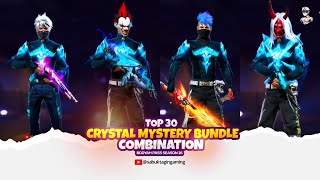 TOP 30 BEST DRESS COMBINATION WITH CRYSTAL MYSTERY BUNDLE  NEW BOOYAH PASS SEASON 16  freefire [upl. by Hailee]