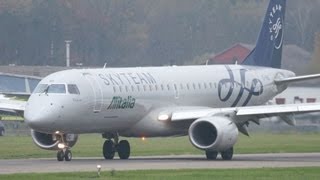 Embraer 190 Alitalia CityLiner SkyTeam livery Take Off at Airport BernBelp [upl. by Hourihan668]