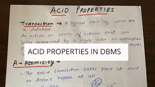 ACID Properties in DBMS With Examples  Indepth Explanation [upl. by Jolanta]