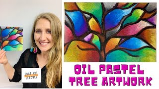 Oil Pastel Tree Artwork  Oil Pastel Drawing for Beginners Step by Step [upl. by Rexana]