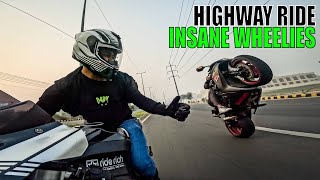 Highway Ride on Superbikes  BMW Hp4  Wheelies  Police Chase [upl. by Brigida]