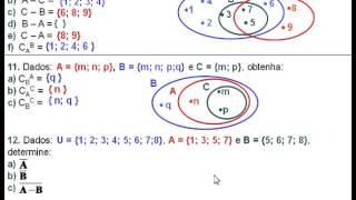 19 Conjuntos Exercícios 10 11 e 12 Complementar e Subtração [upl. by Emlen]