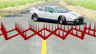 Mobil vs Spikes 9  BeamNG Drive [upl. by Tarton]