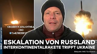 PUTINS KRIEG Eskalation Video zeigt Einschläge Russland feuert Interkontinentalrakete auf Ukraine [upl. by Jez]