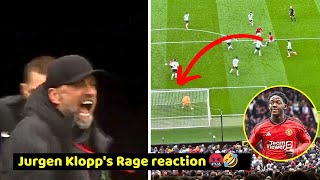 Jurgen Klopps Rage reaction to Kobbie Mainoos goal In Manchester United Vs Liverpool 22 [upl. by Juliano]