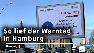 Sirenen funktionieren Anzeigetafeln erst verzögert  Bundesweiter Warntag in Hamburg [upl. by Cynthla11]