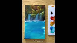 Mesmerizing Waterfall Landscape Acrylic Painting  StepbyStep Tutorial for Beginners [upl. by Einnaoj]