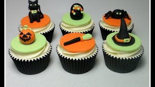 How to Make Halloween Sugarpaste  Fondant Cupcake Topper Cake Decorations Step by Step Tutorial [upl. by Ennyrb]