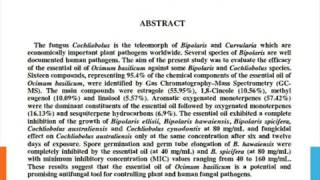 Chemical Composition and Fungicidal Effects of Ocimum basilicum Essential Oil on Bipolaris and Cochl [upl. by Tnek]