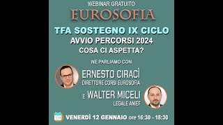 TFA SOSTEGNO IX CICLO AVVIO PERCORSI 2024 COSA CI ASPETTA [upl. by Illom]