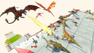 Giant Slope Challenge 6  Escape From Herd of TRex And Pteranodon Animal Revolt Battle Simulator [upl. by Robena]