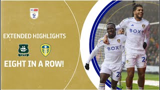 EIGHT IN A ROW  Plymouth Argyle v Leeds United extended highlights [upl. by Notled365]