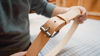 Making a SIMPLE Leather Roller Buckle Belt [upl. by Lempres]