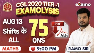 13 August Maths All 75 Questions SSC CGL 2020 Tier 1 by RaMo Sir Bilingual with Options [upl. by River]