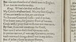 St Crispins Day Speech from Shakespeares quotLife of Henry Vquot read in late Elizabethan Pronunciation [upl. by Whittemore]