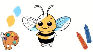 Easy Bee Drawing for Kids  StepbyStep Tutorial with Color and Create [upl. by Lledal]