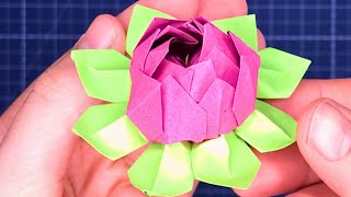 Origami Seerose basteln  Lotusblume falten  SchrittfürSchritt Anleitung 🌸 [upl. by Atselec359]