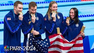 Team USA GETS THE JOB DONE in 4x100 mixed relay behind world record effort  Paris Olympics [upl. by Siobhan]