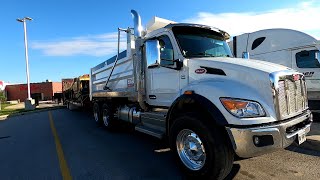 White Peterbilt Dump Truck With Trailer At Ontario Truck Stop [upl. by Attekal661]