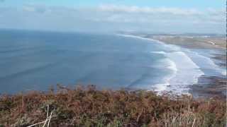 Widemouth Bay from Penhalt viewpoint Huge Surf and Swell October 2012 Beautiful Cornwall [upl. by Zetroc]