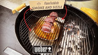 Weber Kettle Transformed Into An Offset BBQ Smoker  Smoke amp Sizzle Flame Tech Grills Short Ribs [upl. by Aikrahs]