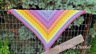 Crochet Easy Shawl Tutorial  RAINBOW SHERBET SHAWL  BAGODAY CROCHET TUTORIAL [upl. by Weisler]