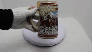 1985 A Series Budweiser Holiday Christmas Beer Stein Clydesdale Collectible Mug [upl. by Ayotl]